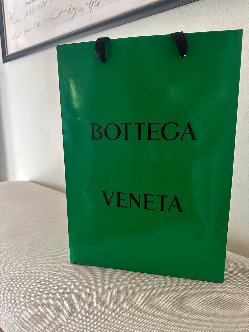 Bottega Veneta Green Shopping Tote with Black Handles